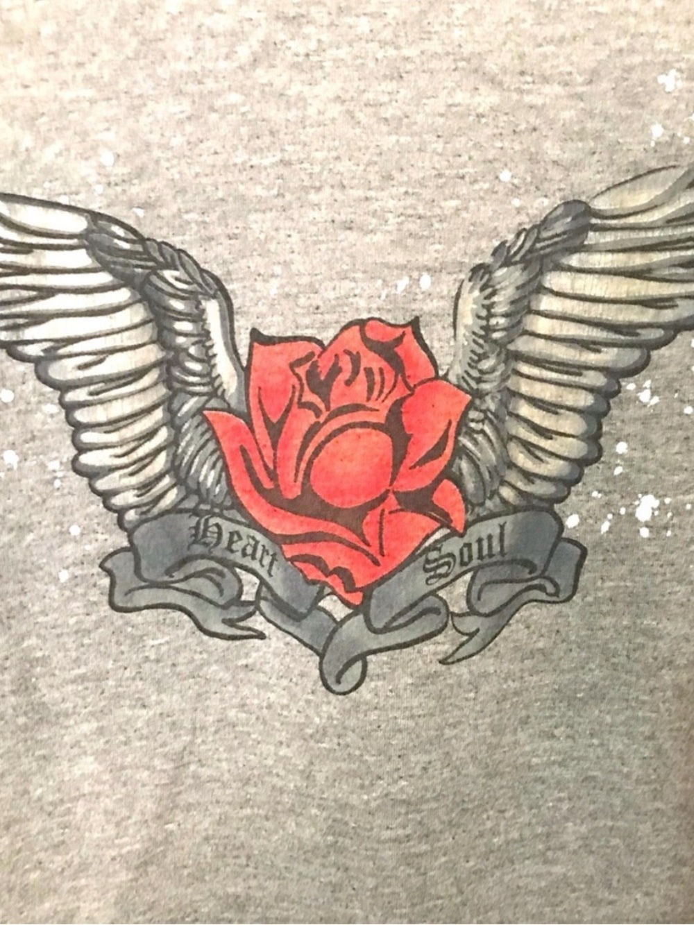 Vintage Freeze Gray Short-Sleeve Tee with Red Rose Wing Graphic Y2K - Picture 4 of 4